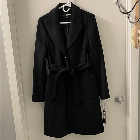 Karl Lagerfeld Paris belted wool blend patch pocket coat. NWT. Perfect condition - Picture 2 of 6
